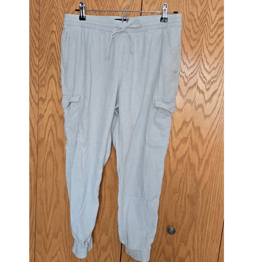 Banana Republic Womens Linen Blend Cargo Jogger Pants Gray Size M